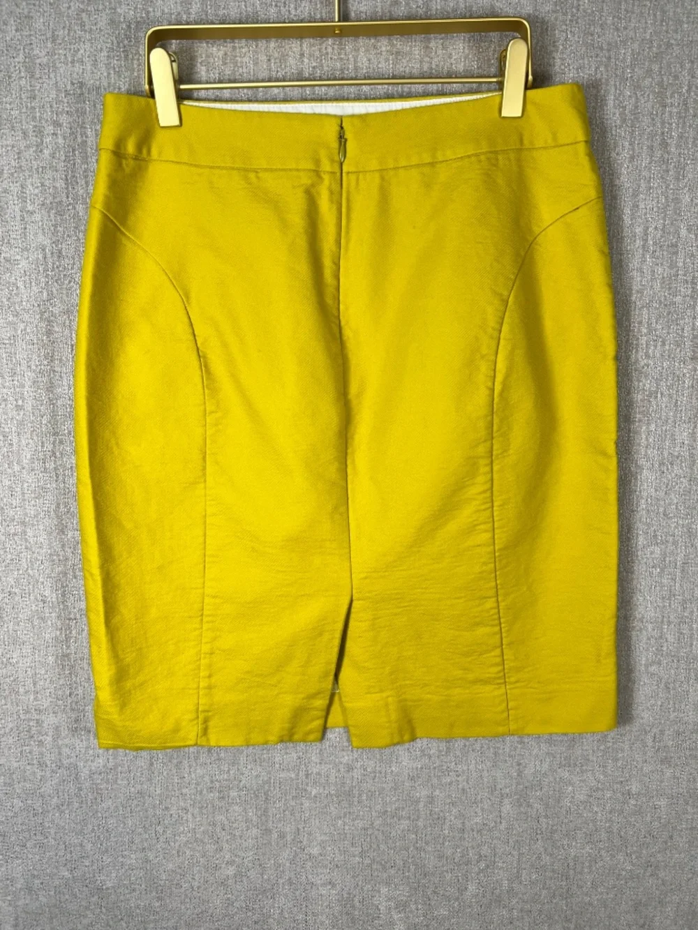J.Crew Pencil Skirt 100% Cotton Tailored Chartreuse Yellow Size 6
